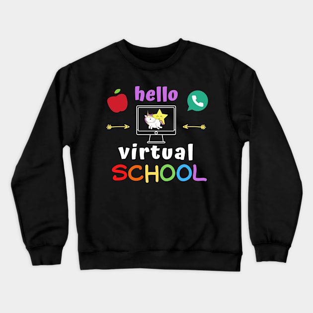 Virtual Kindergarten Back to School Shirt 2020 Zoom Kids Children Teaching Education Student Online Learning September Halloween Funny Sarcastic Class Motivational Inspirational Birthday Gift Crewneck Sweatshirt by EpsilonEridani